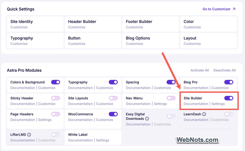 Enable Site Builder Module