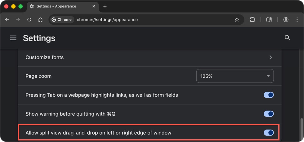 Enable Split View Drag and Drop
