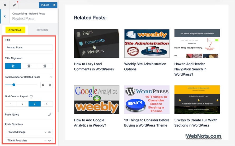 General Settings for Related Posts