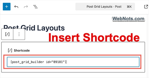 Insert Shortcode