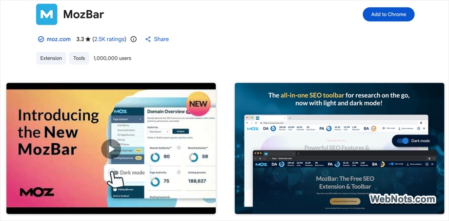MozBar Extension for Chrome