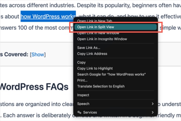 Open Link in Split View