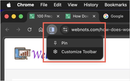 Pin Split View Icon