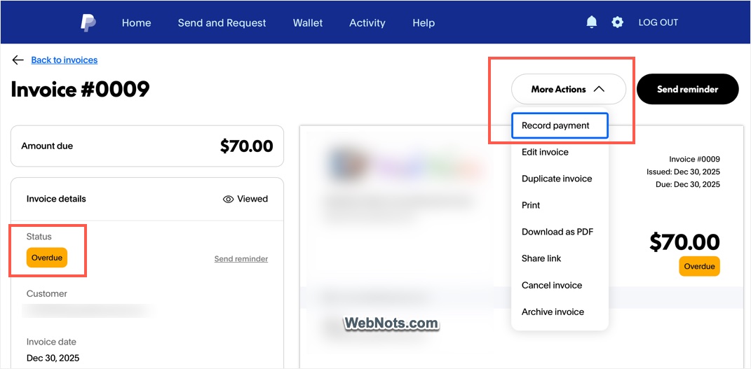 Record Payment for Overdue Invoice