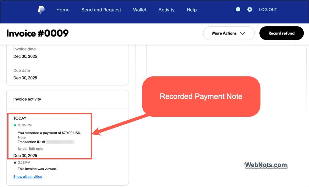 Recorded Payment Note