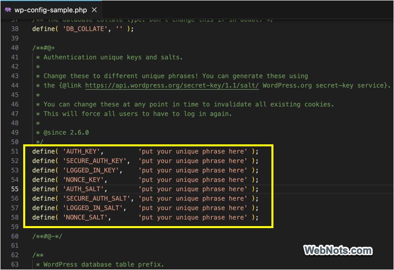Replace WP Configuration Authentication Keys