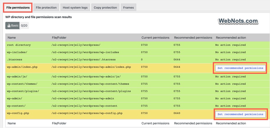 Set Recommended Permissions with AIOS