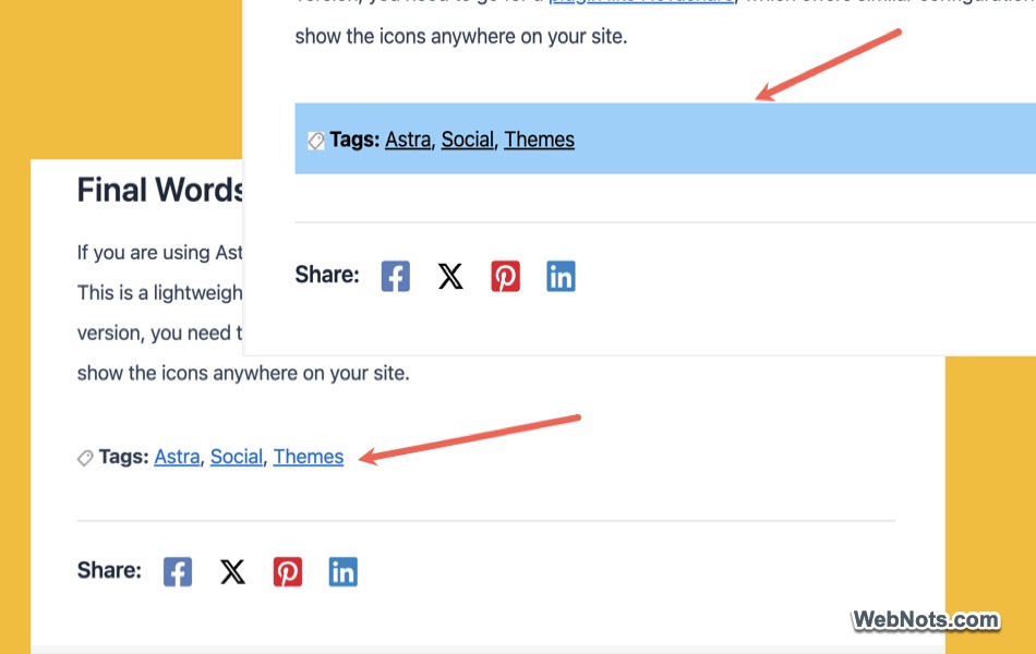 Show Tags Below Post Content in Astra Theme