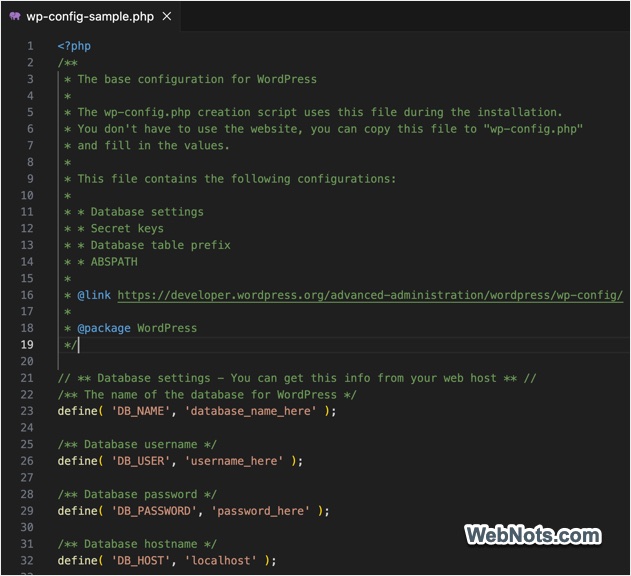 WP Configuration File Content