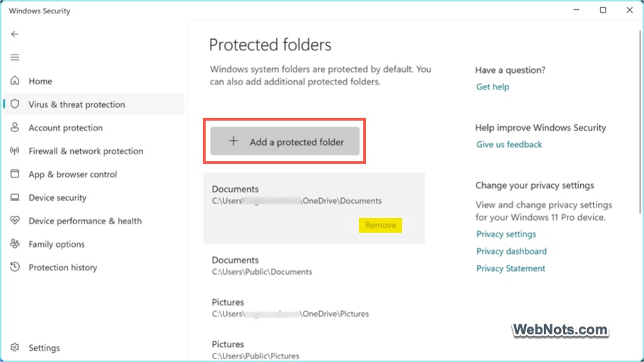 Add Custom Folders for Protection
