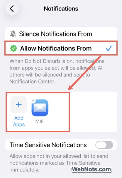 All Notifications from Mail During Focus
