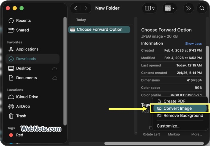 Convert Image from Finder