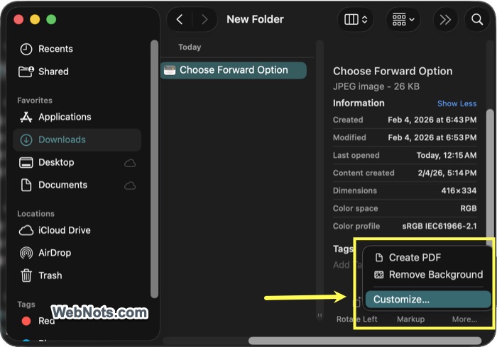 Customize Finder Actions