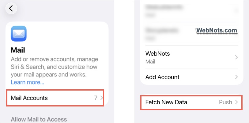 Fetch New Data Option for Mail