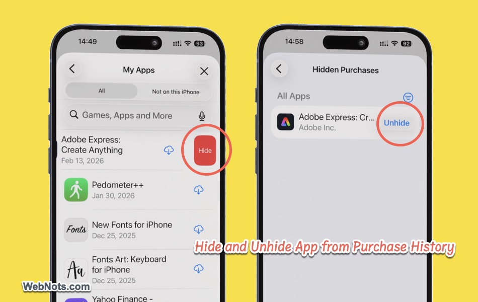 Hide and Unhide App from Purchase History