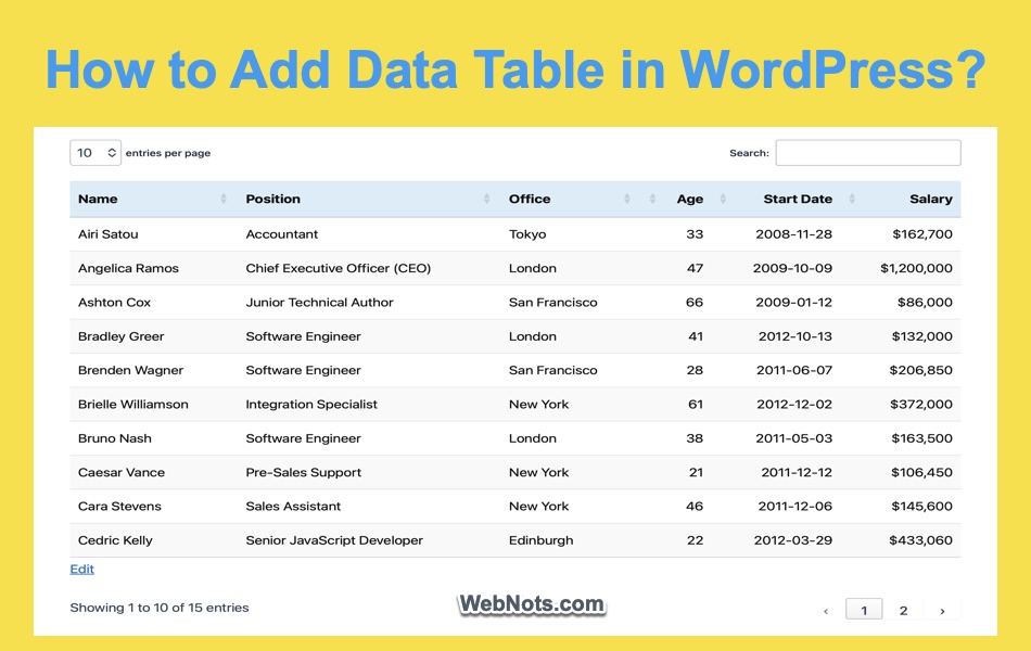 How to Add Data Table in WordPress?