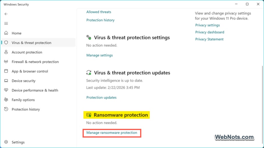 Manage Ransomware Protection