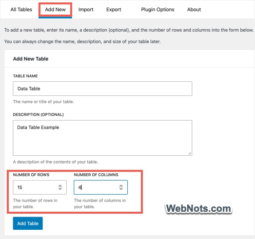 Manually Create Table Data