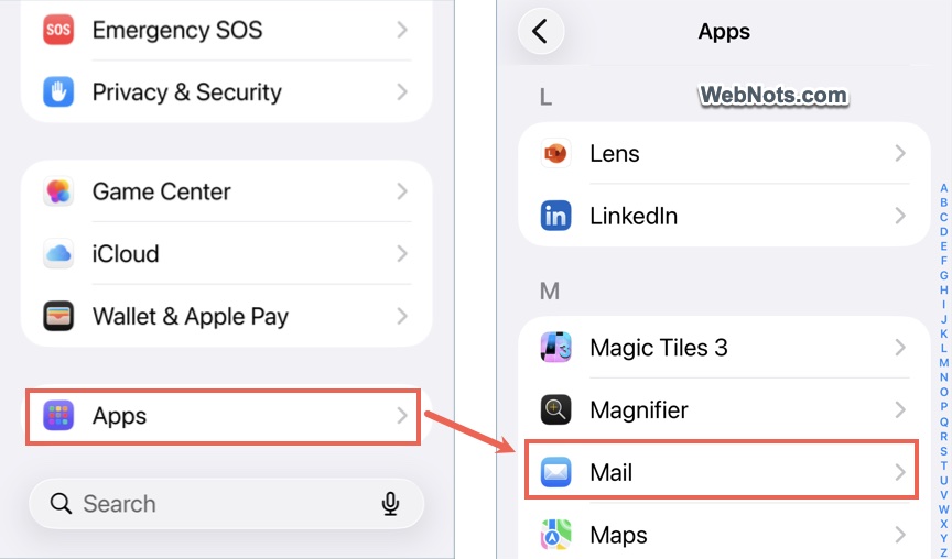 Open Mail Settings