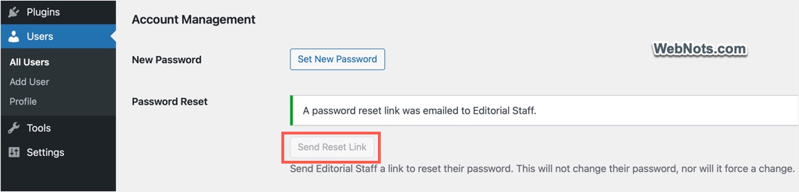 Reset Password Link