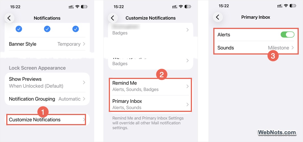 Set Alerts for Primary Inbox