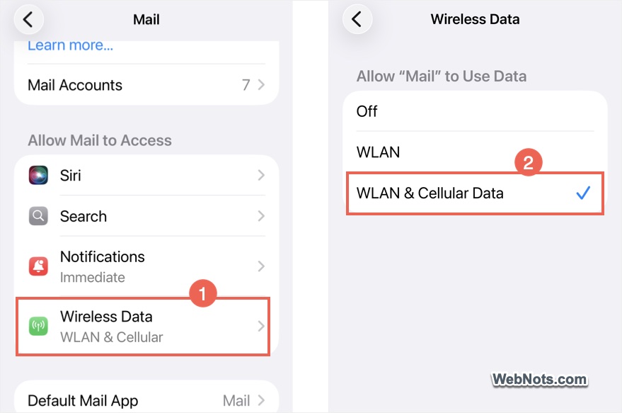 Turn On Cellular for Mail App