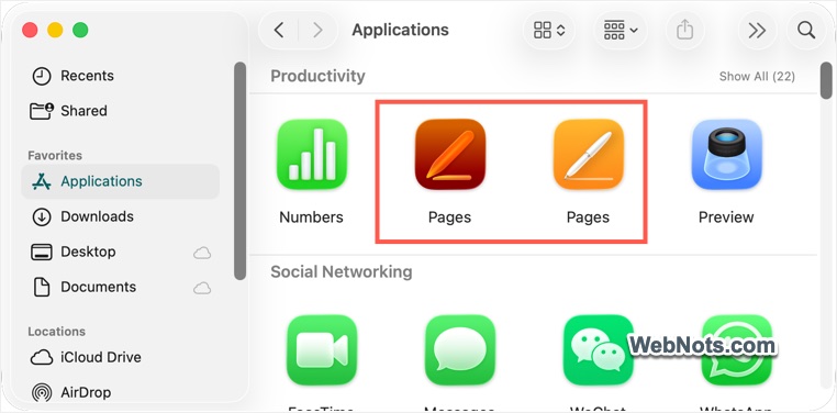 Two Pages App in Finder