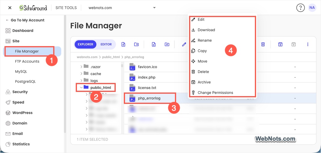 View or Download PHP Error Log File