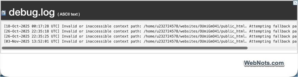 WordPress Debug Log