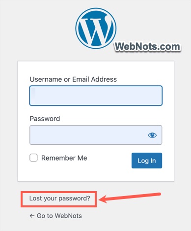 WordPress Password Reset Option