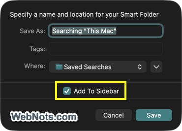 Add Smart Folder to Sidebar