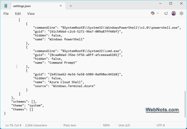 Edit Settings JSON File