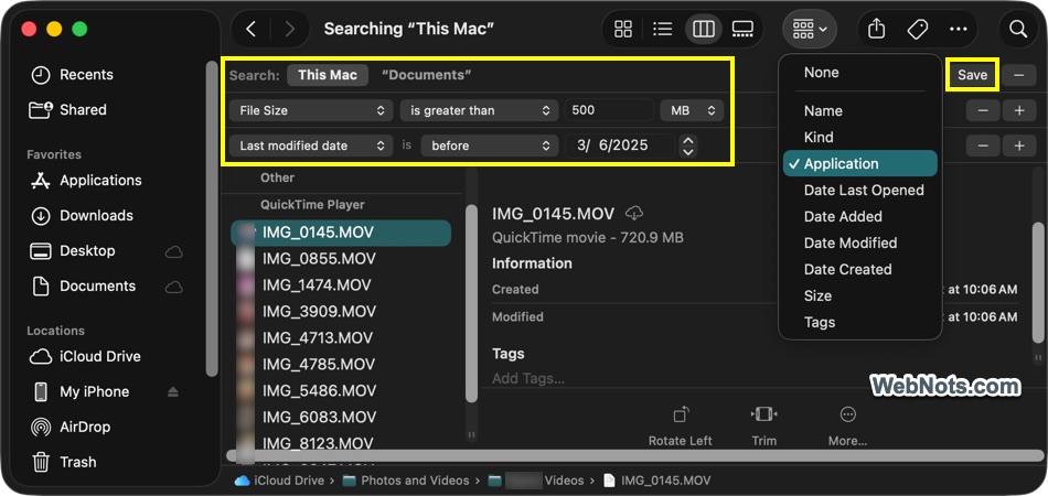 Finder Search to Get Large Files
