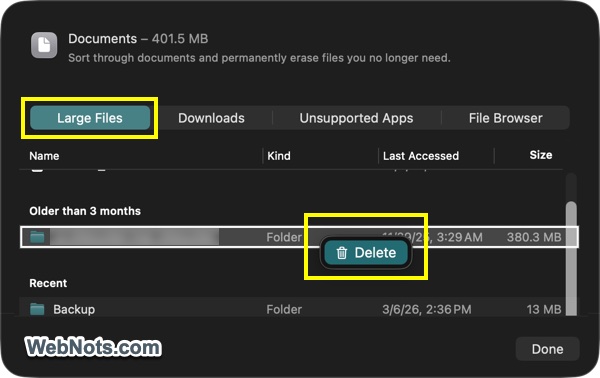 Larger Files in Storage Settings