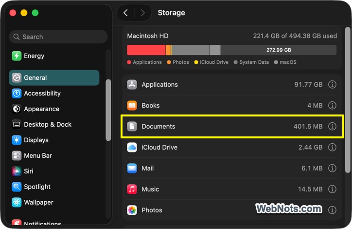 Mac Storage Settings