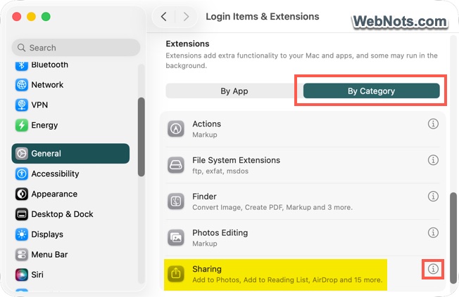Open All Sharing Extensions