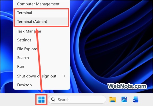 Open Terminal in Windows 11