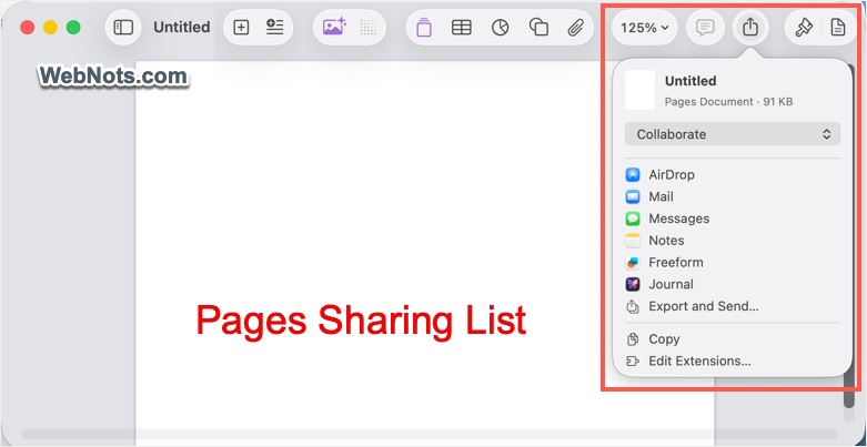 Pages Sharing List