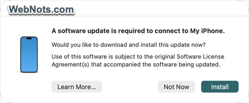 Software Update Required Message