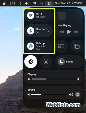 Toggle Settings from Mac Control Center
