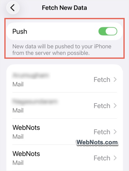 Turn on Push Option