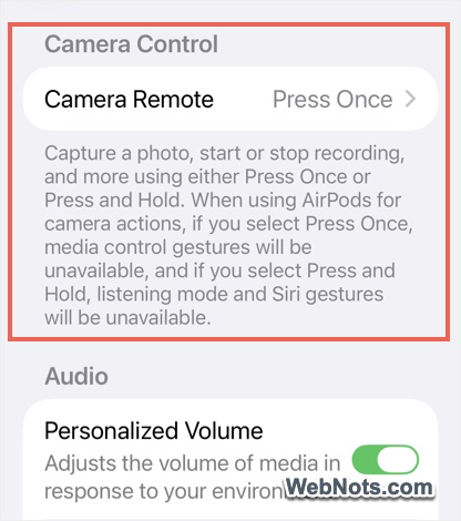 Use AirPods as Camera Remote