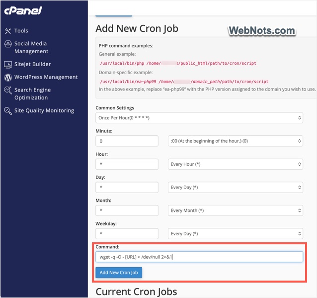 Add Command for Server Cron Job
