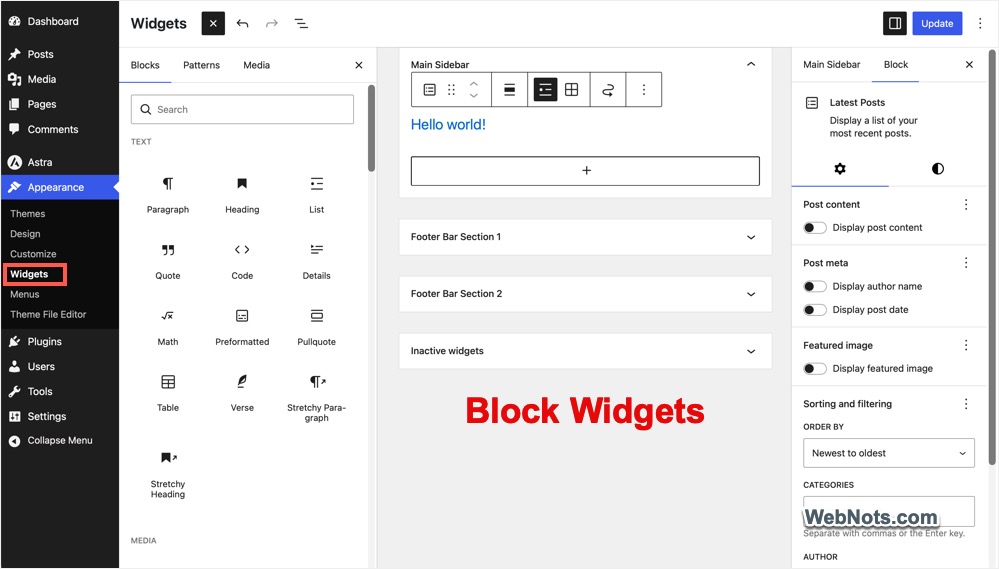 Block Widgets Editor
