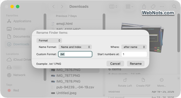 Bulk Rename Files in Finder