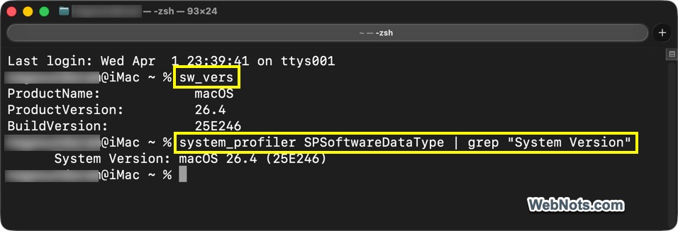 Check macOS Version from Terminal