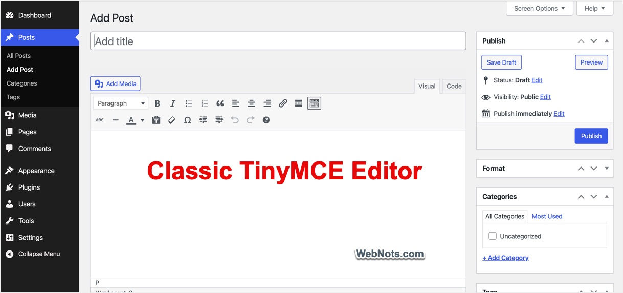 Classic TinyMCE Editor