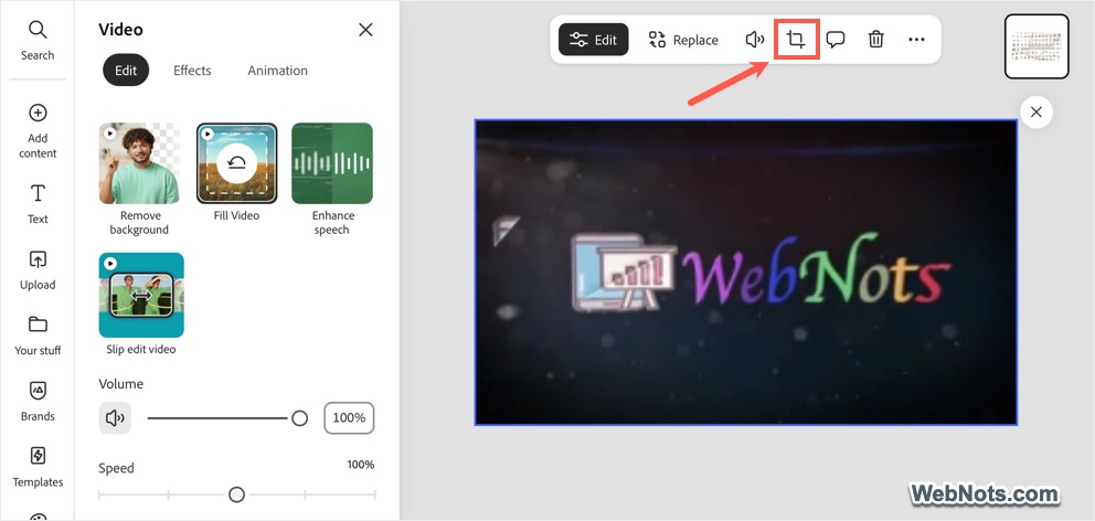 Crop Video in Adobe Express