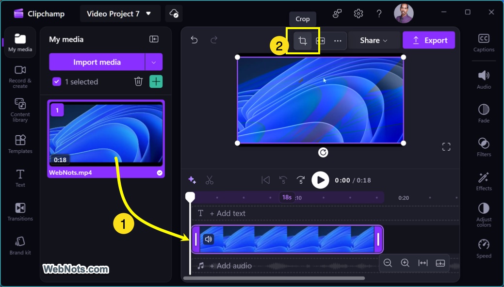 Crop Video in Clipchamp