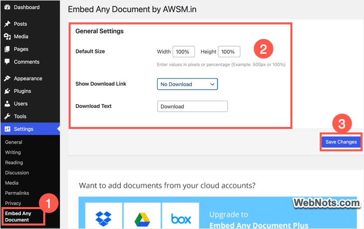 Embed Any Document Plugin Settings